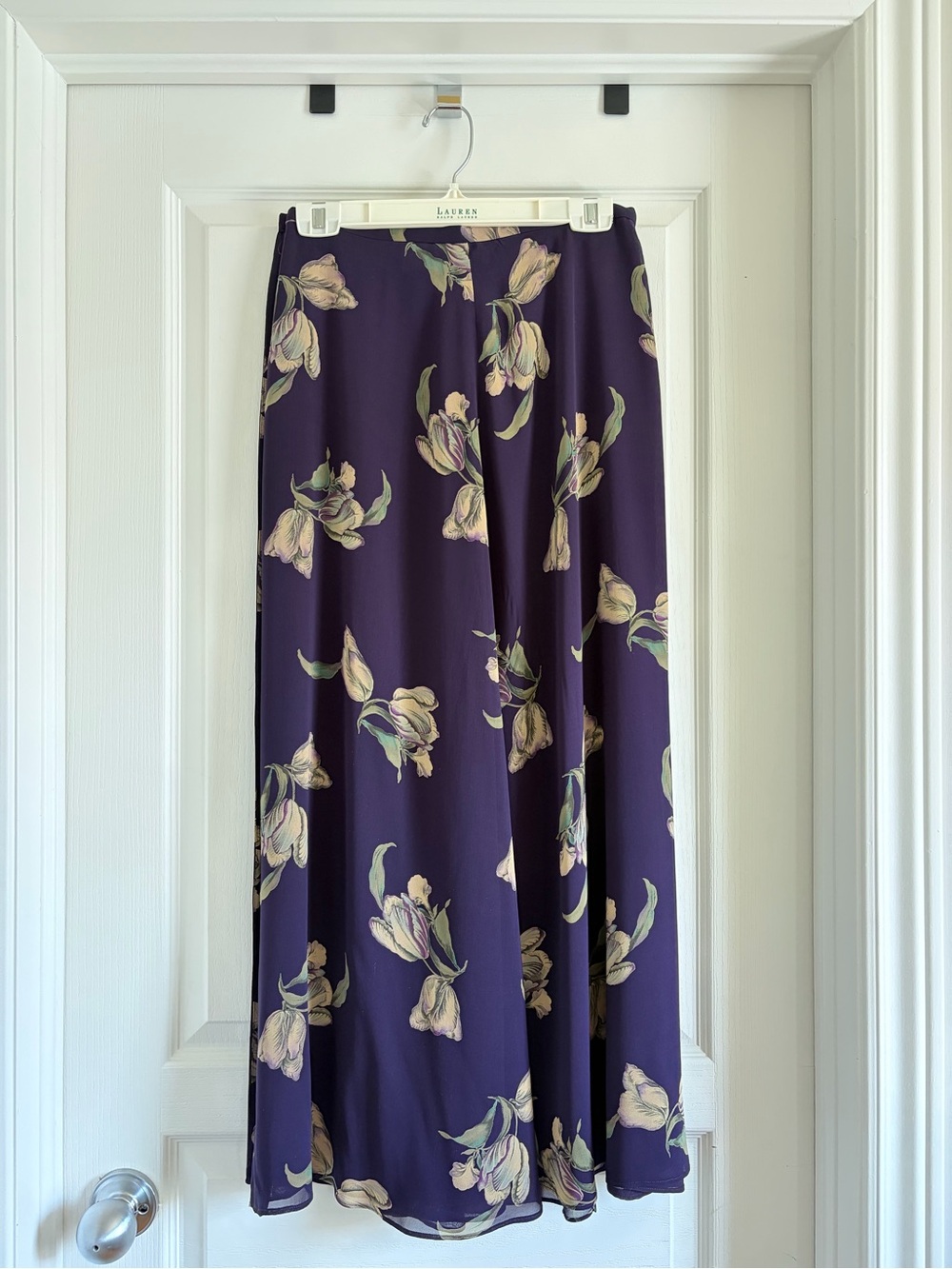 Dana Buchman Navy Midi Skirt with Cream Floral Print